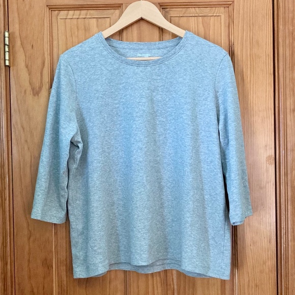 Women’s gently used Petite XL Kim Rogers heather gray 3/4 length sleeve top - Picture 1 of 4